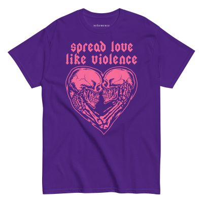 Spread love like violence t-shirt – purple