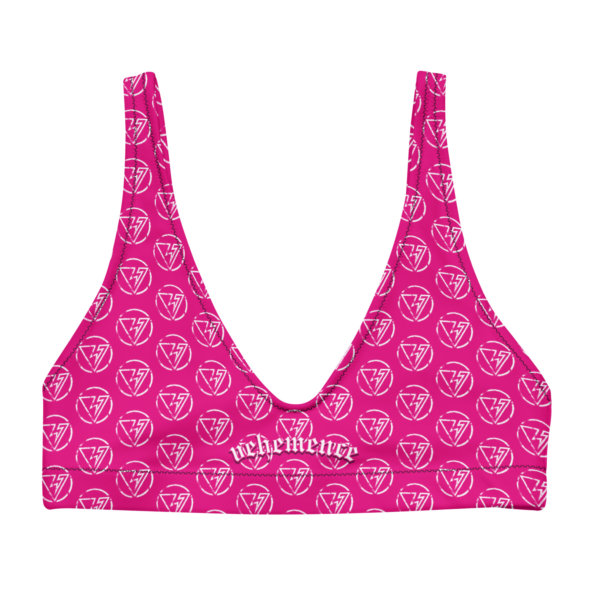 Pink logo padded bikini top