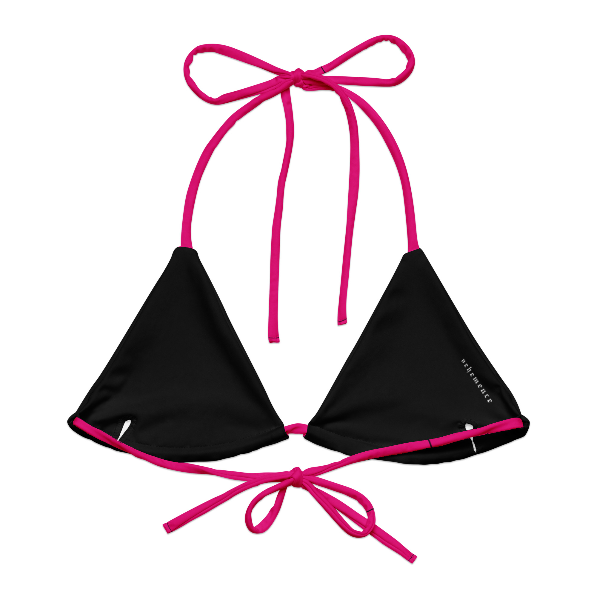 Vee heart black and pink string bikini top