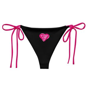 Vee heart black and pink string bikini bottom