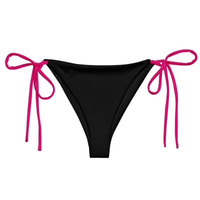 Vee heart black and pink string bikini bottom