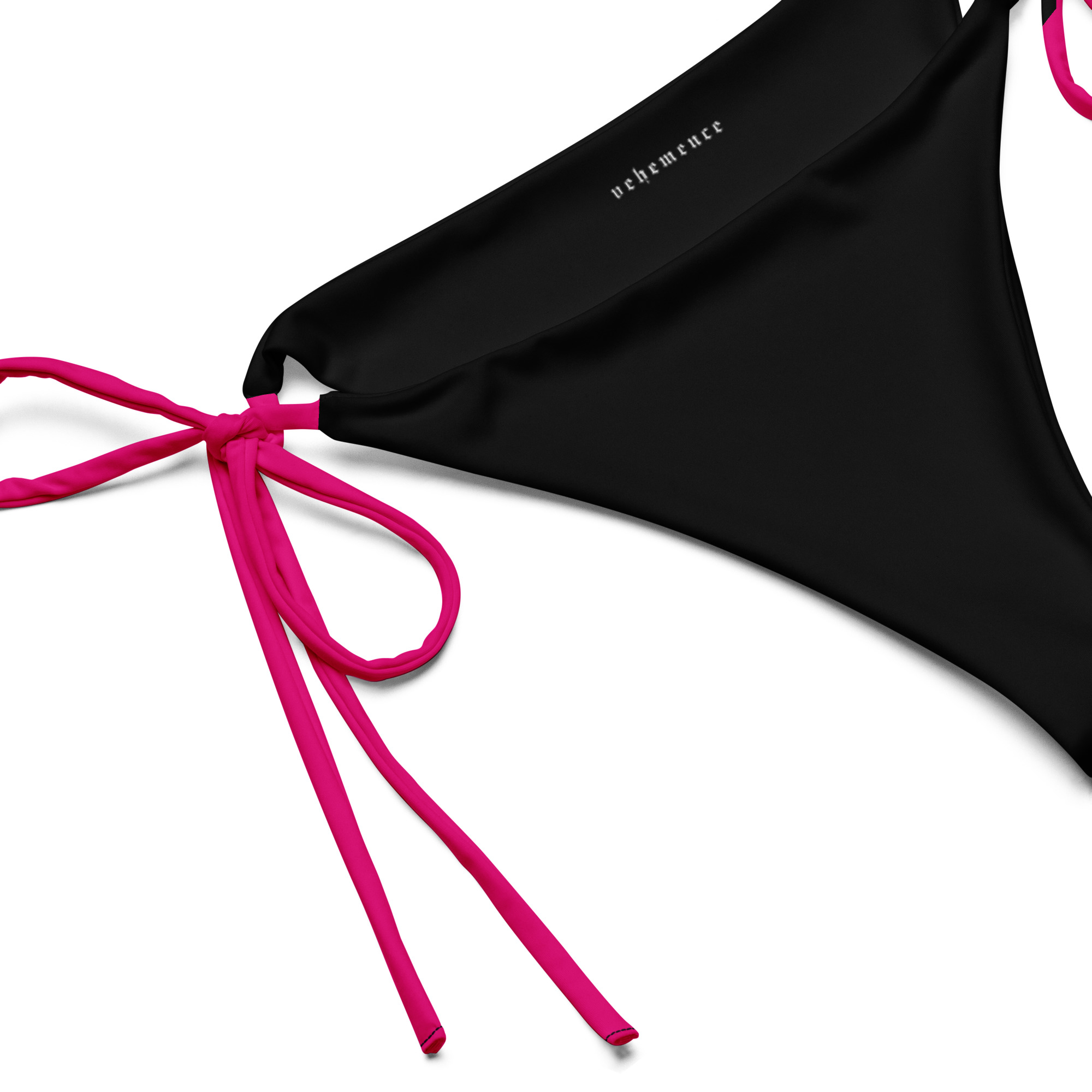 Vee heart black and pink string bikini bottom